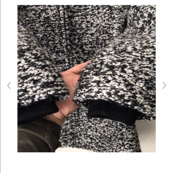 J Crew Lodge Coat, black/ ivory  boucle, Italian wool blend, size 0 P - Picture 4 of 14